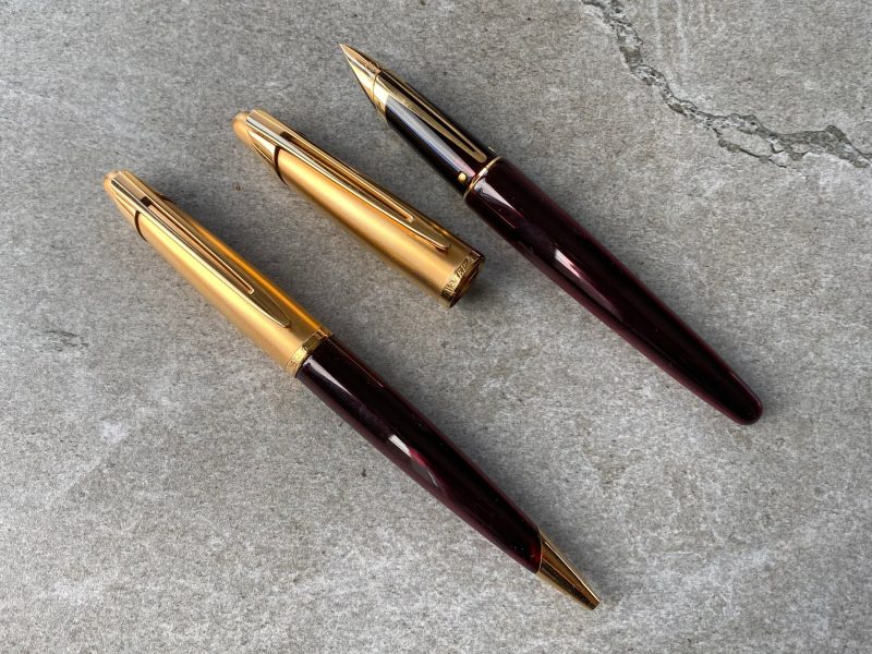 Waterman Edson Ruby Red Gold Fountain Pen + Ballpoint